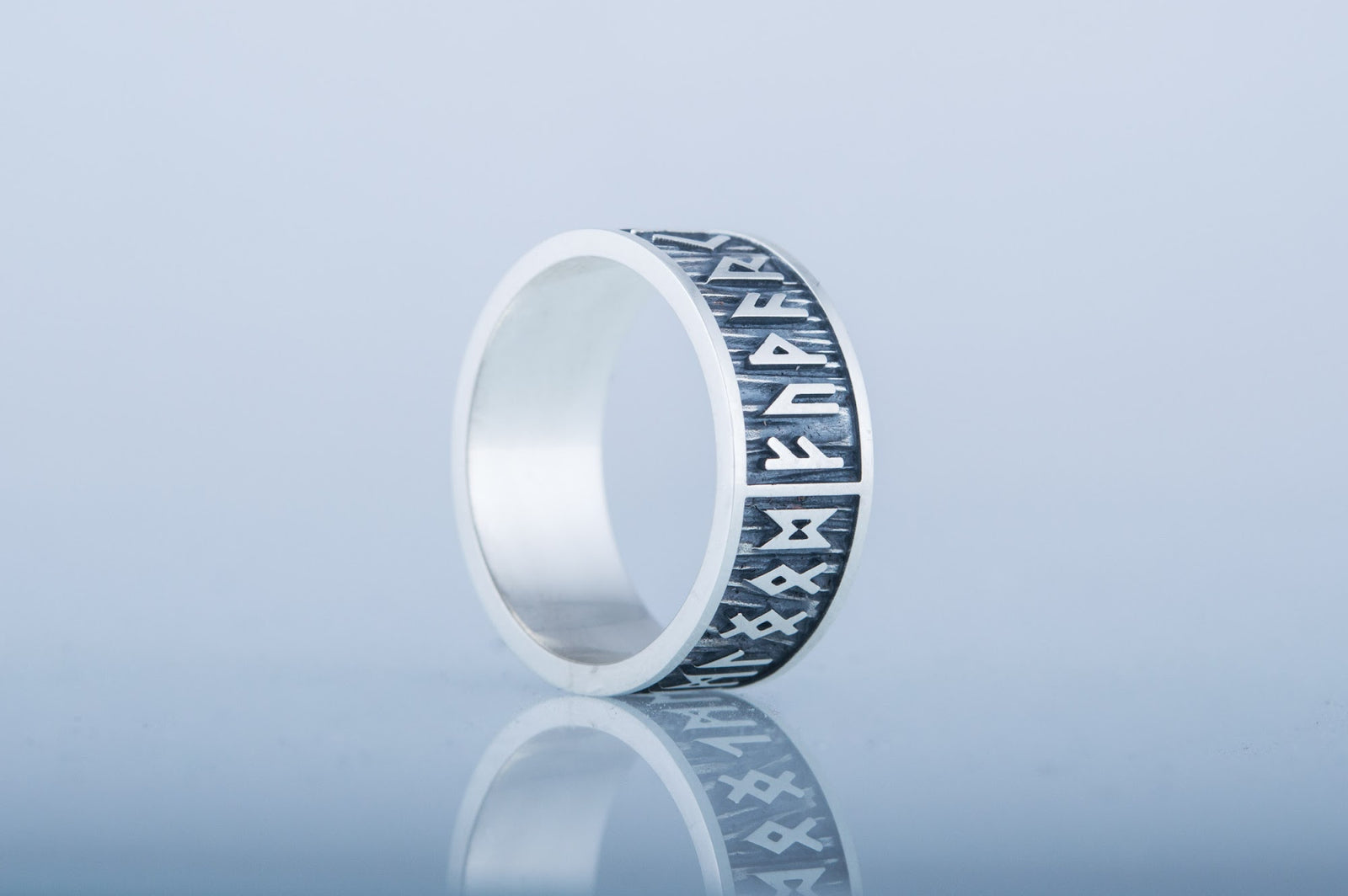 Bague Futhark Ancien et Runes Floki — Argent 925