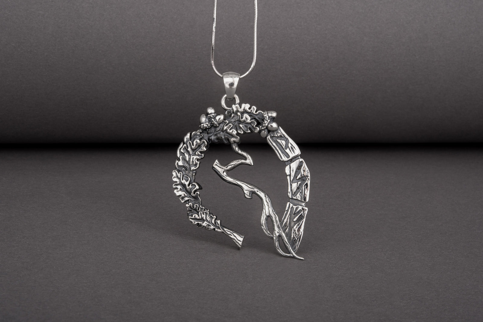 Pendentif Chêne et Feuillage — Argent 925