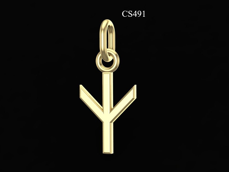 Pendentif Algiz et Rune Petit Modèle — Argent 925