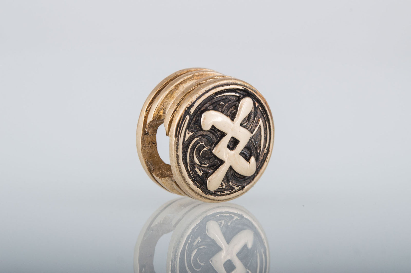 Perle de Barbe Médaillon Rune Ingwaz — Bronze