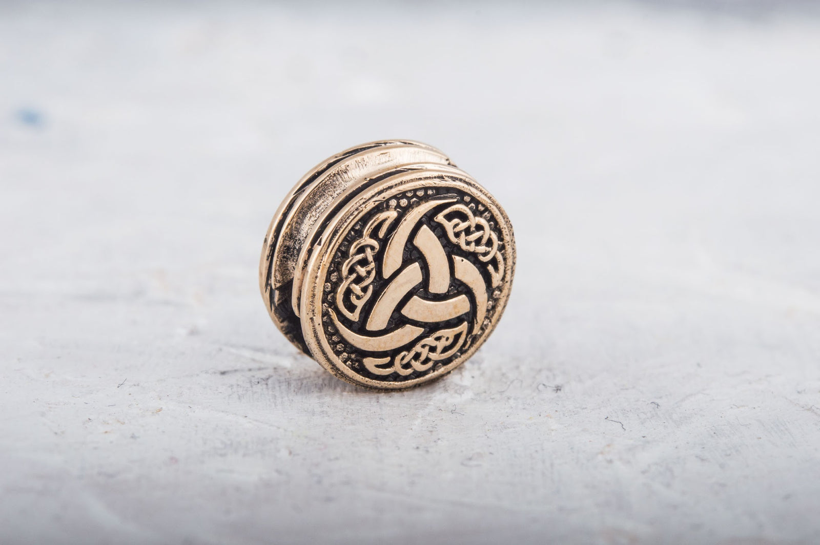 Perle de Barbe Médaillon Triple Corne d’Odin — Bronze