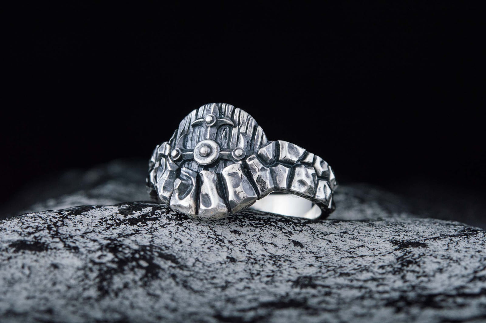 Bague Bouclier et Arbre — Argent 925