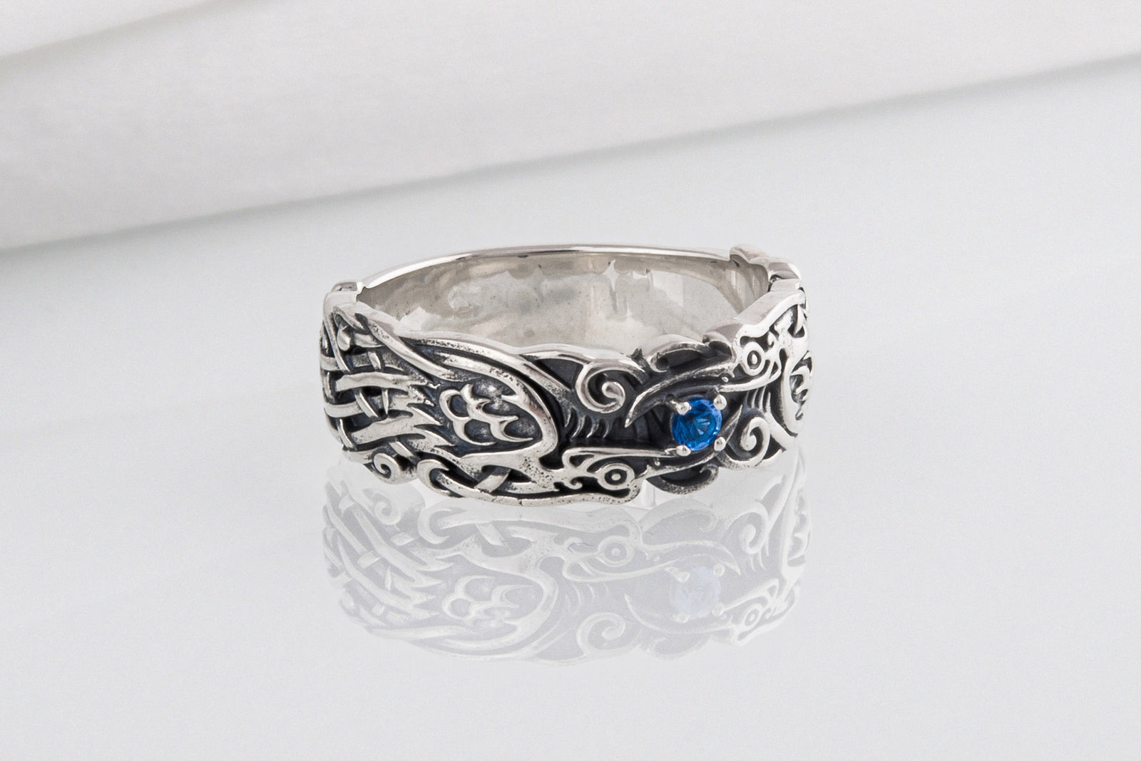 Bague Corbeaux et Ornement Anneau — Argent 925