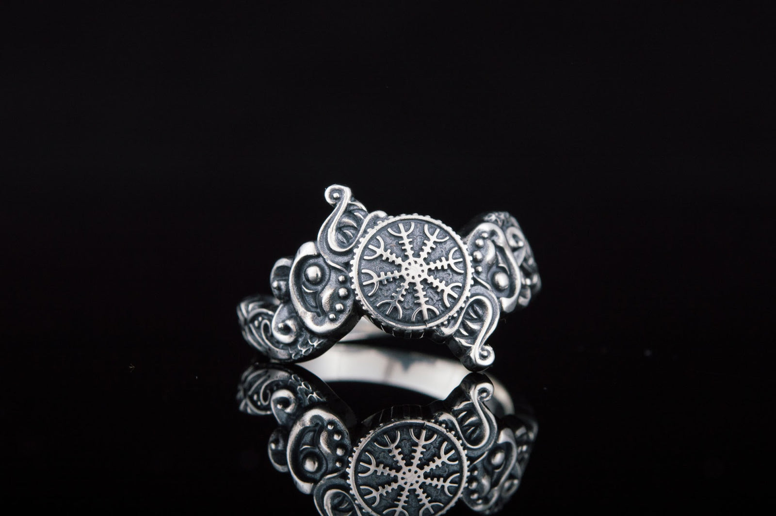Bague Aegishjalmur et Loup — Argent 925