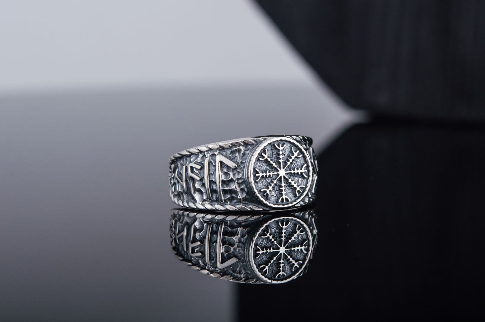 Bague Aegishjalmur et Salut à Odin — Argent 925