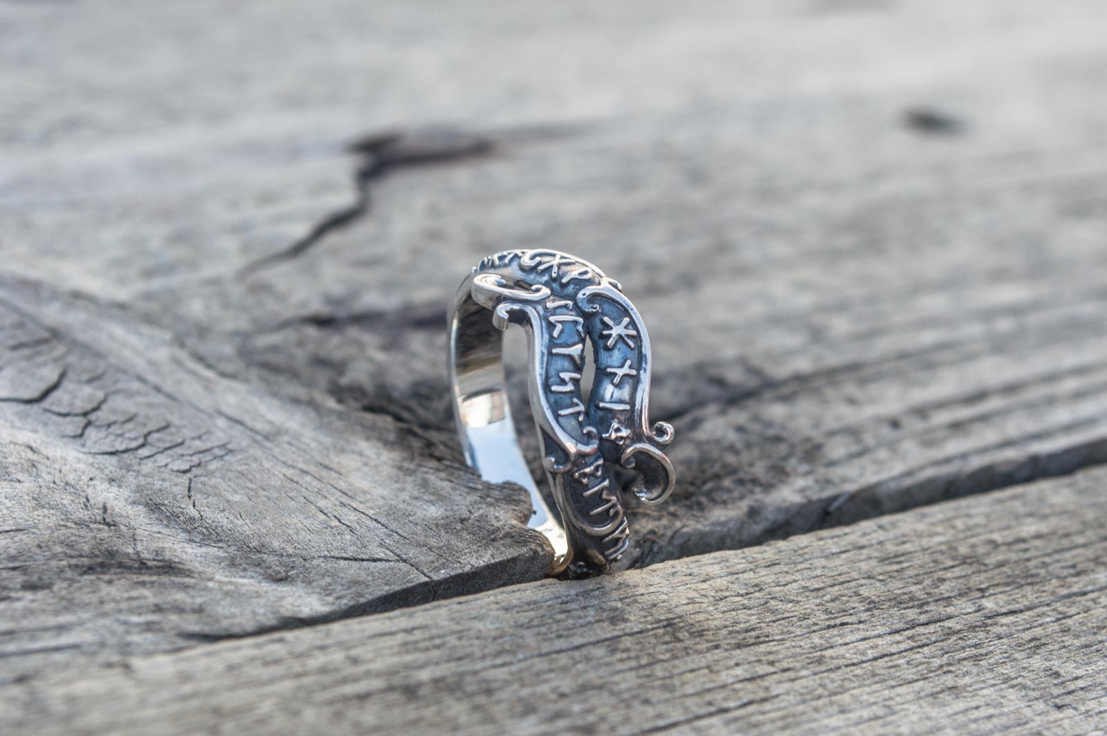Bague Ouroboros et Runes — Argent 925