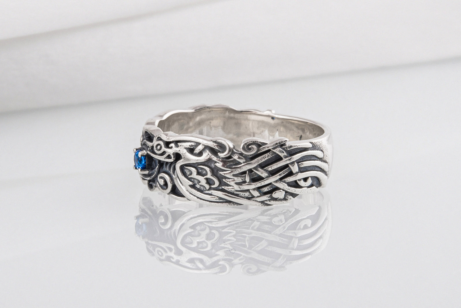 Bague Corbeaux et Ornement Anneau — Argent 925