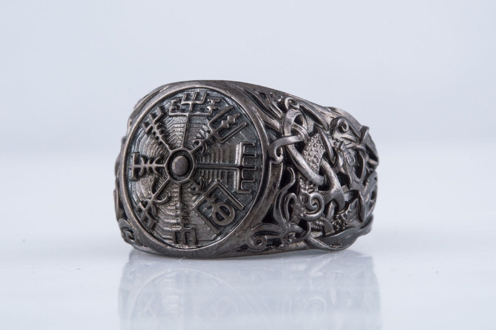 Bague Vegvisir et Style Mammen Édition Noire — Argent 925