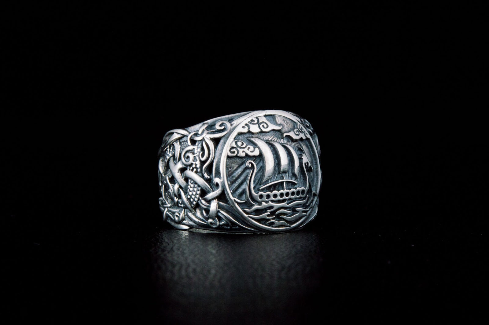 Bague Drakkar et Style Mammen — Argent 925