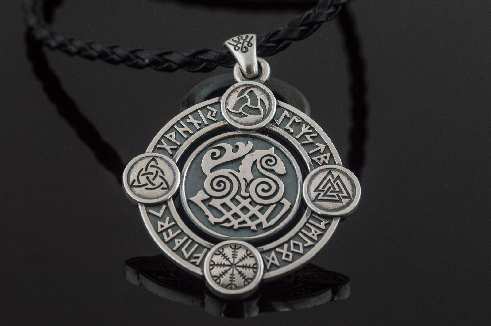Pendentif Sleipnir Runique — Argent 925