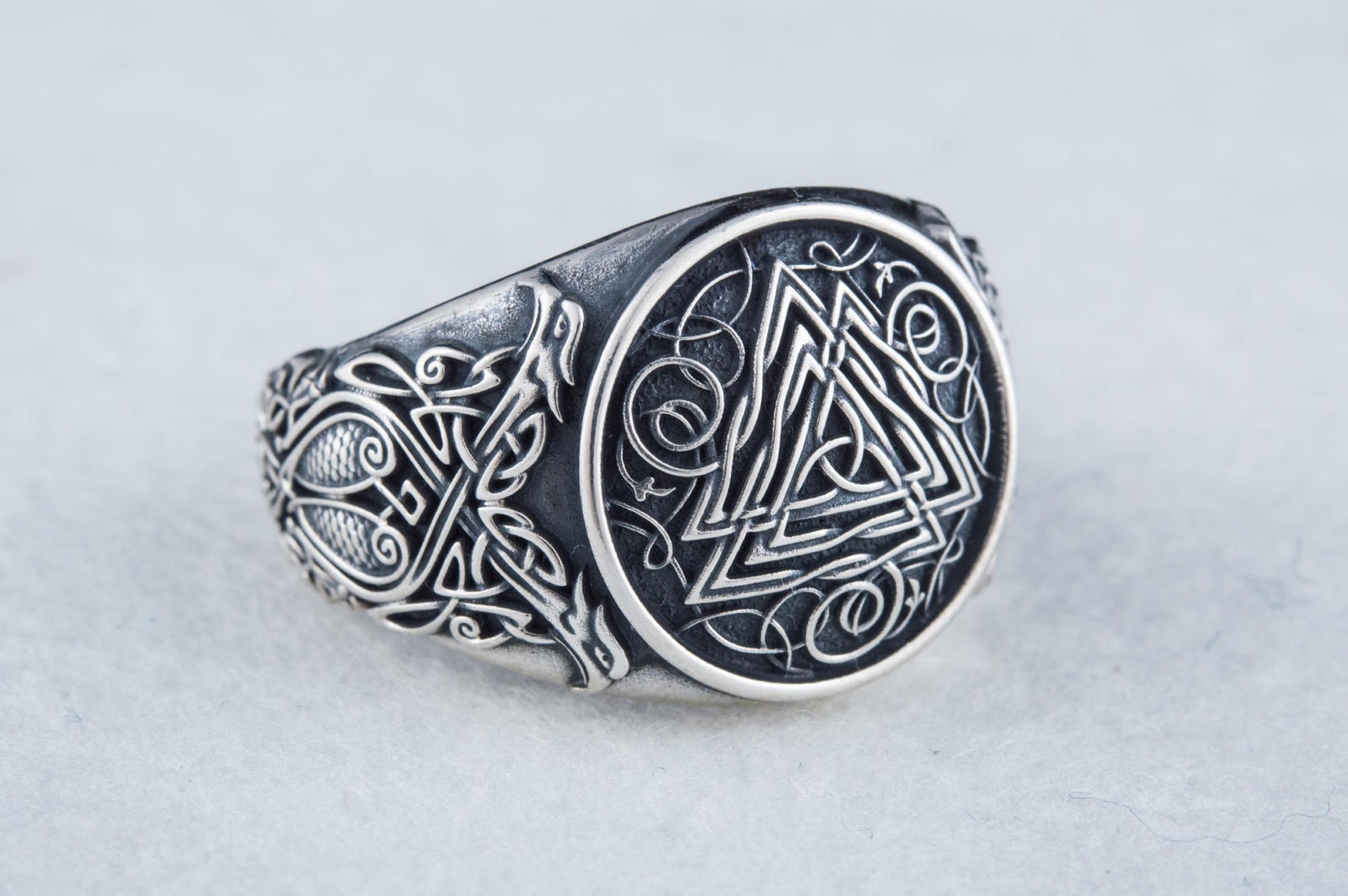 Bague Valknut et Ornement Chevalière — Argent 925