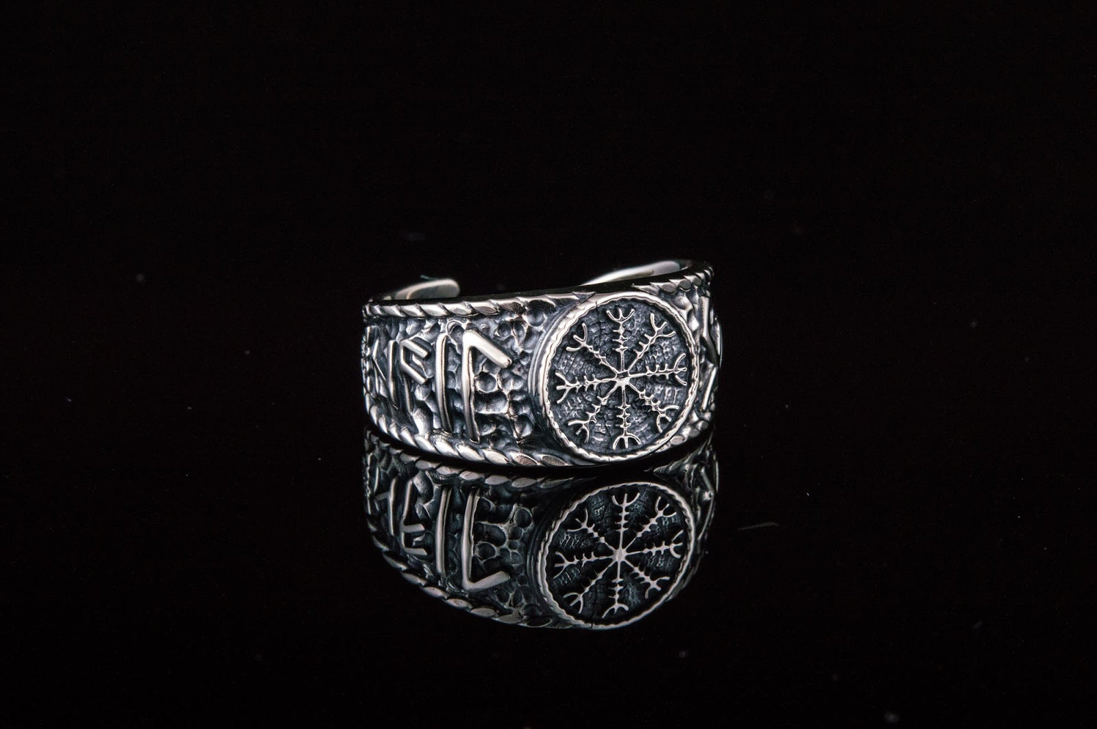 Bague Aegishjalmur et Salut à Odin — Argent 925
