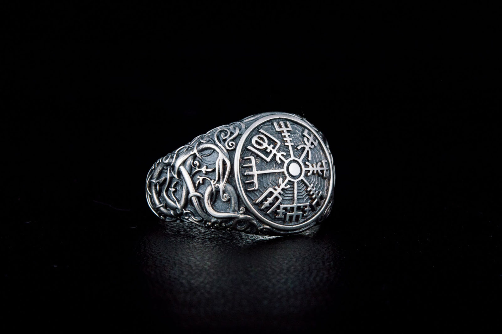 Bague Vegvisir et Style Urnes — Argent 925