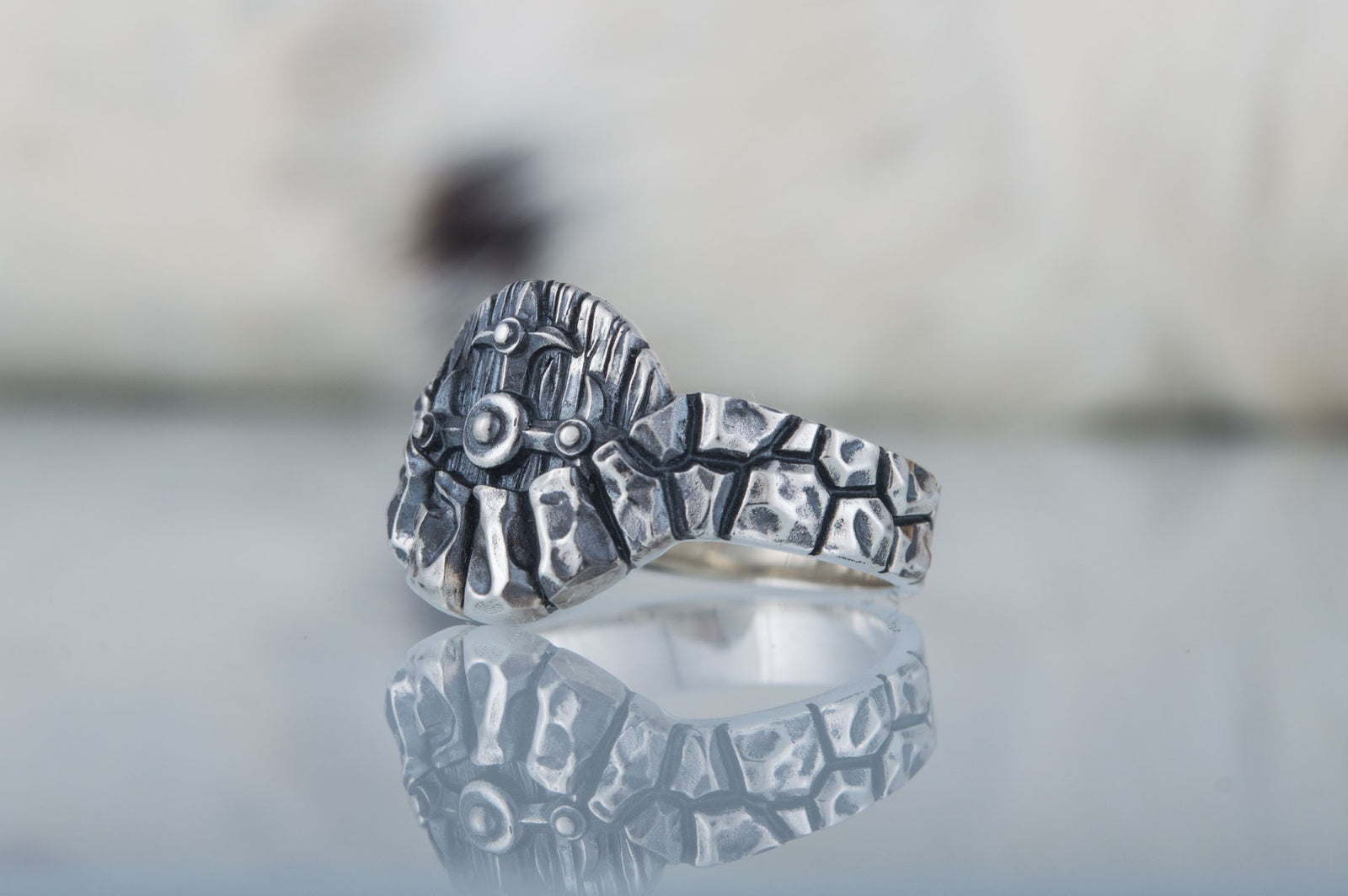 Bague Bouclier et Arbre — Argent 925