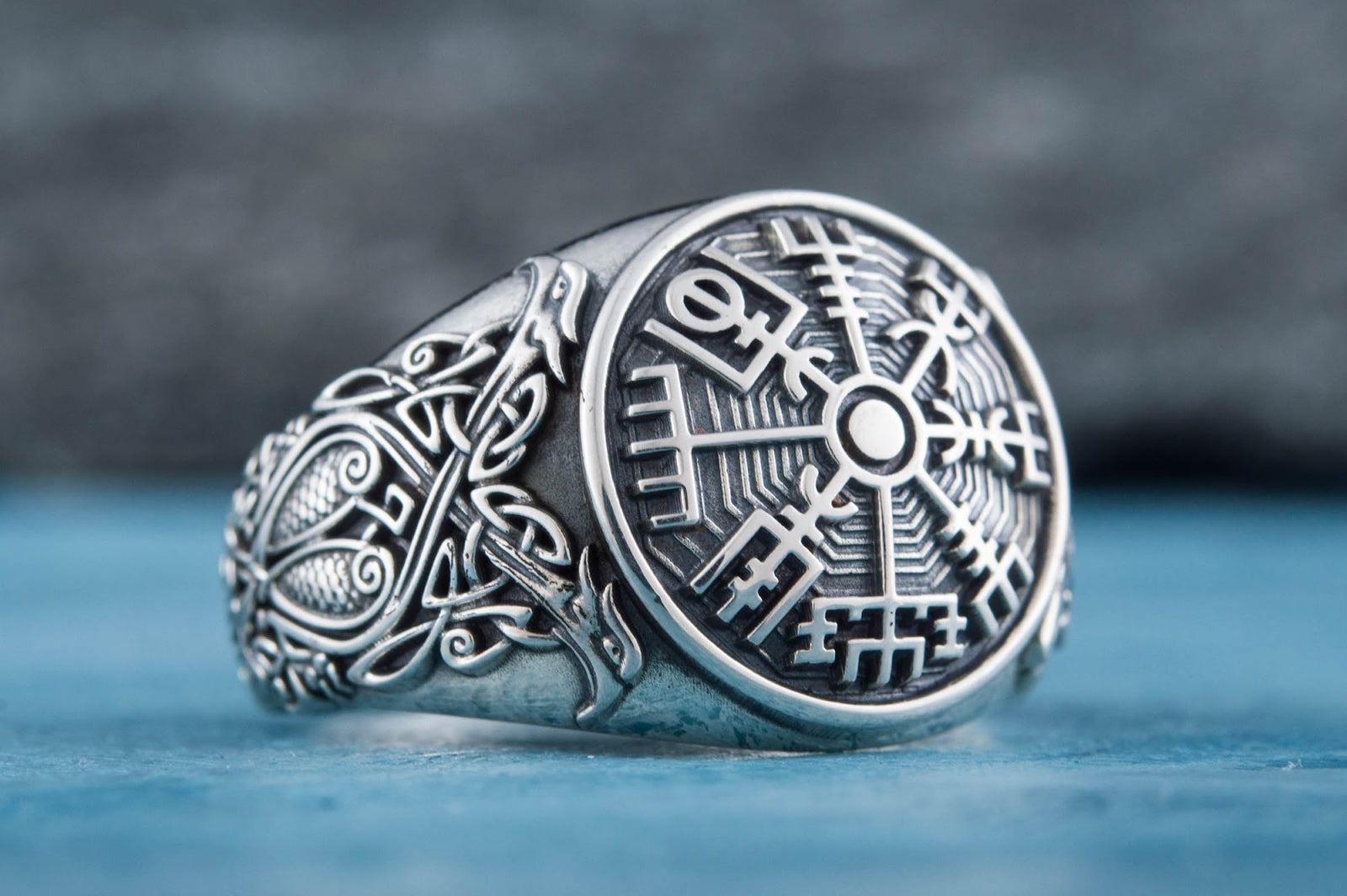 Bague Vegvisir et Ornement — Argent 925