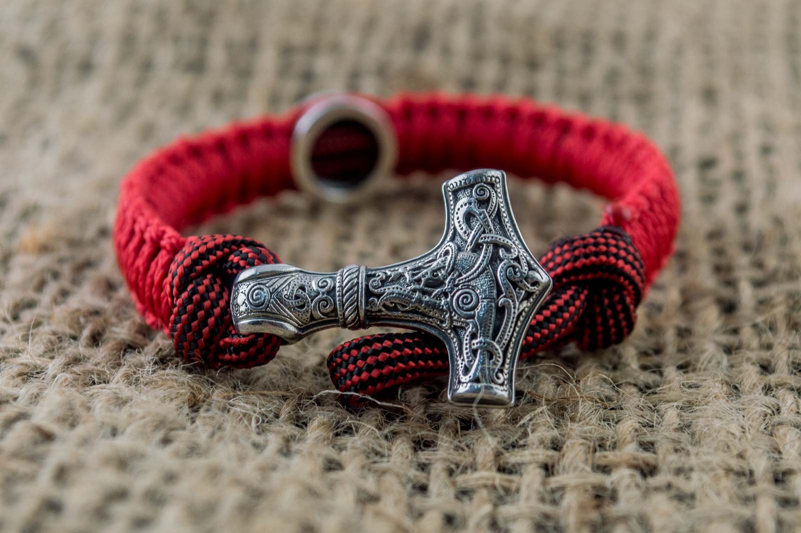 Bracelet Paracorde Marteau de Thor Knut — Argent 925