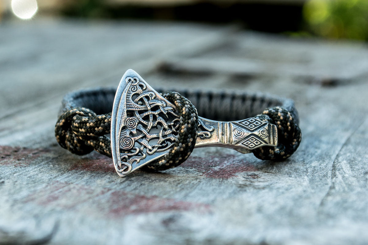 Bracelet Paracorde Hache Viking Ivar — Argent 925