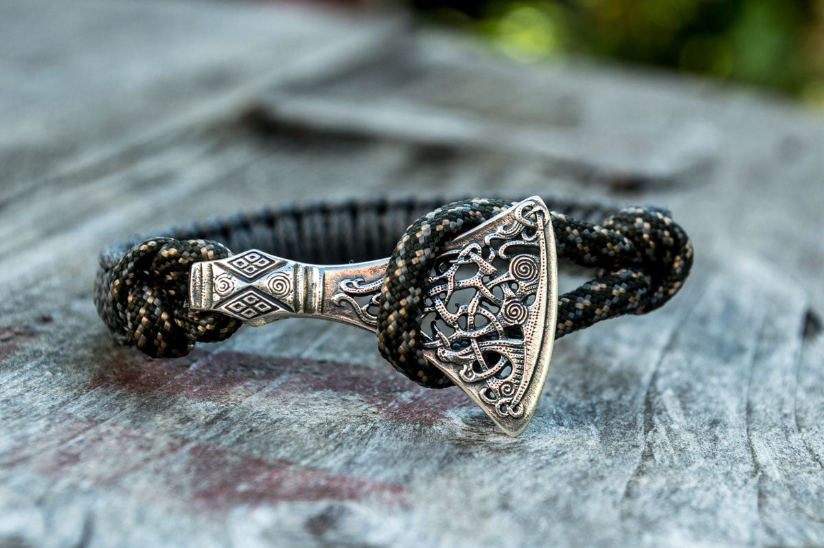 Bracelet Paracorde Hache Viking Ivar — Argent 925