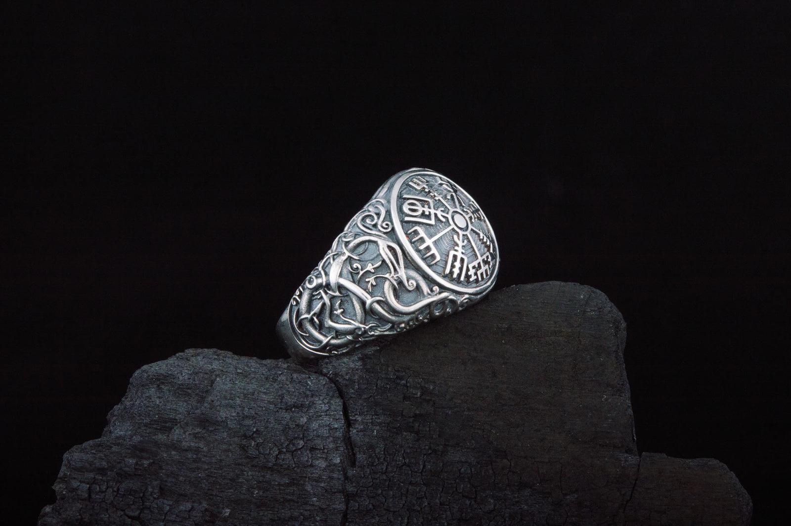 Bague Vegvisir et Style Urnes — Argent 925