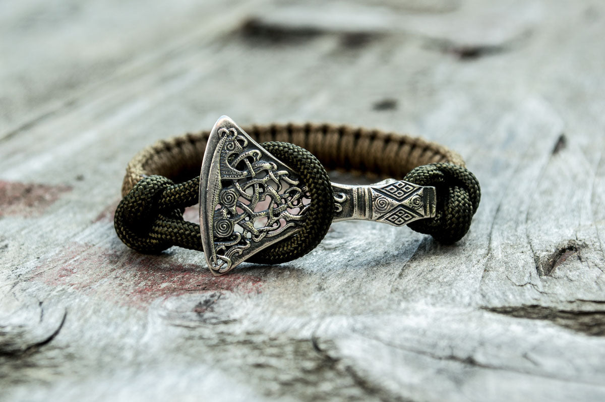 Bracelet Paracorde Hache Viking Bjorn — Argent 925