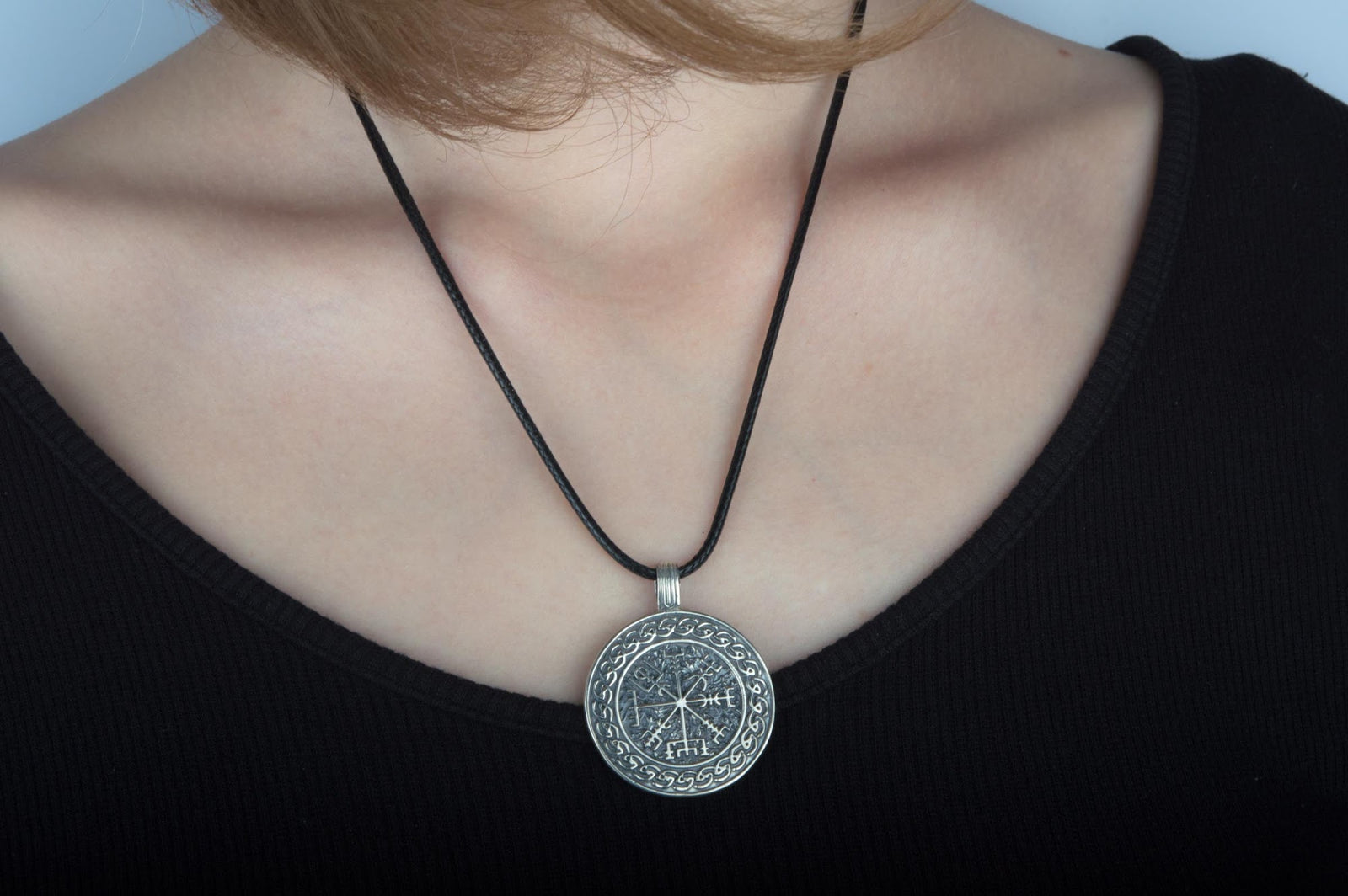 Pendentif Vegvisir et Ornement — Argent 925