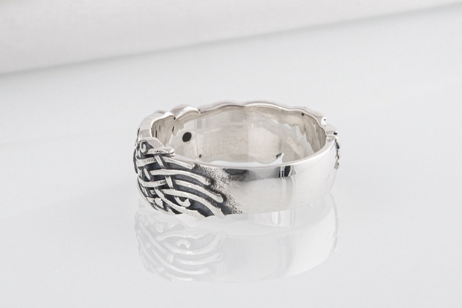Bague Corbeaux et Ornement Anneau — Argent 925