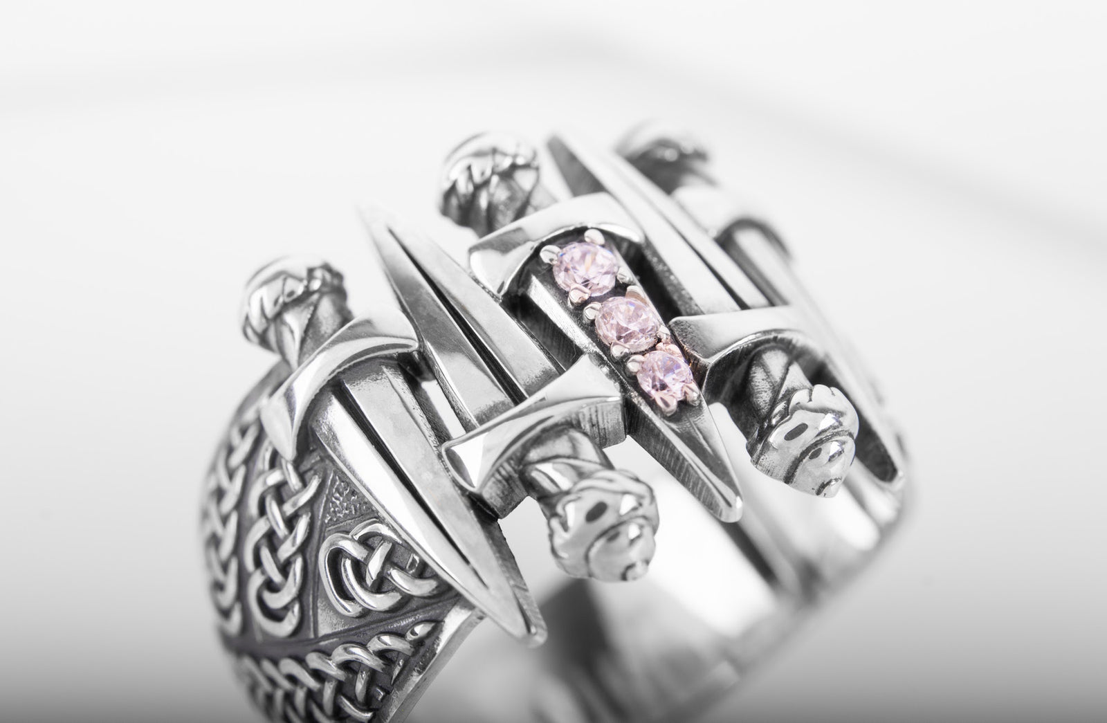 Bague Épée pierre transparente — Argent 925