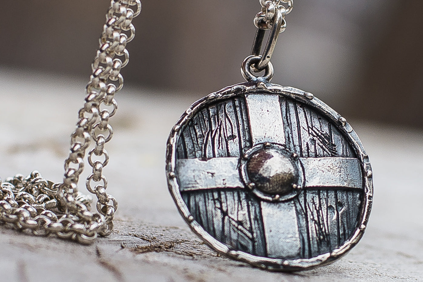 Pendentif Bouclier Grand Modèle — Argent 925