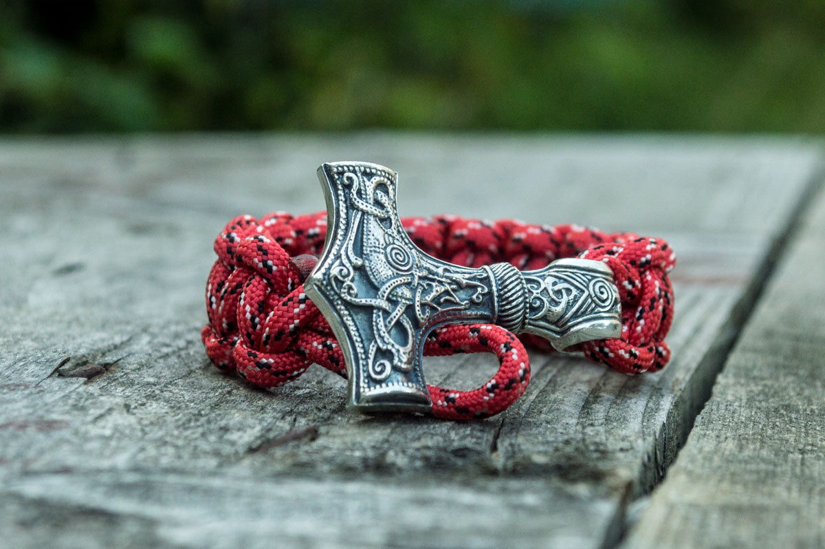 Bracelet Paracorde Marteau de Thor Halvar — Argent 925