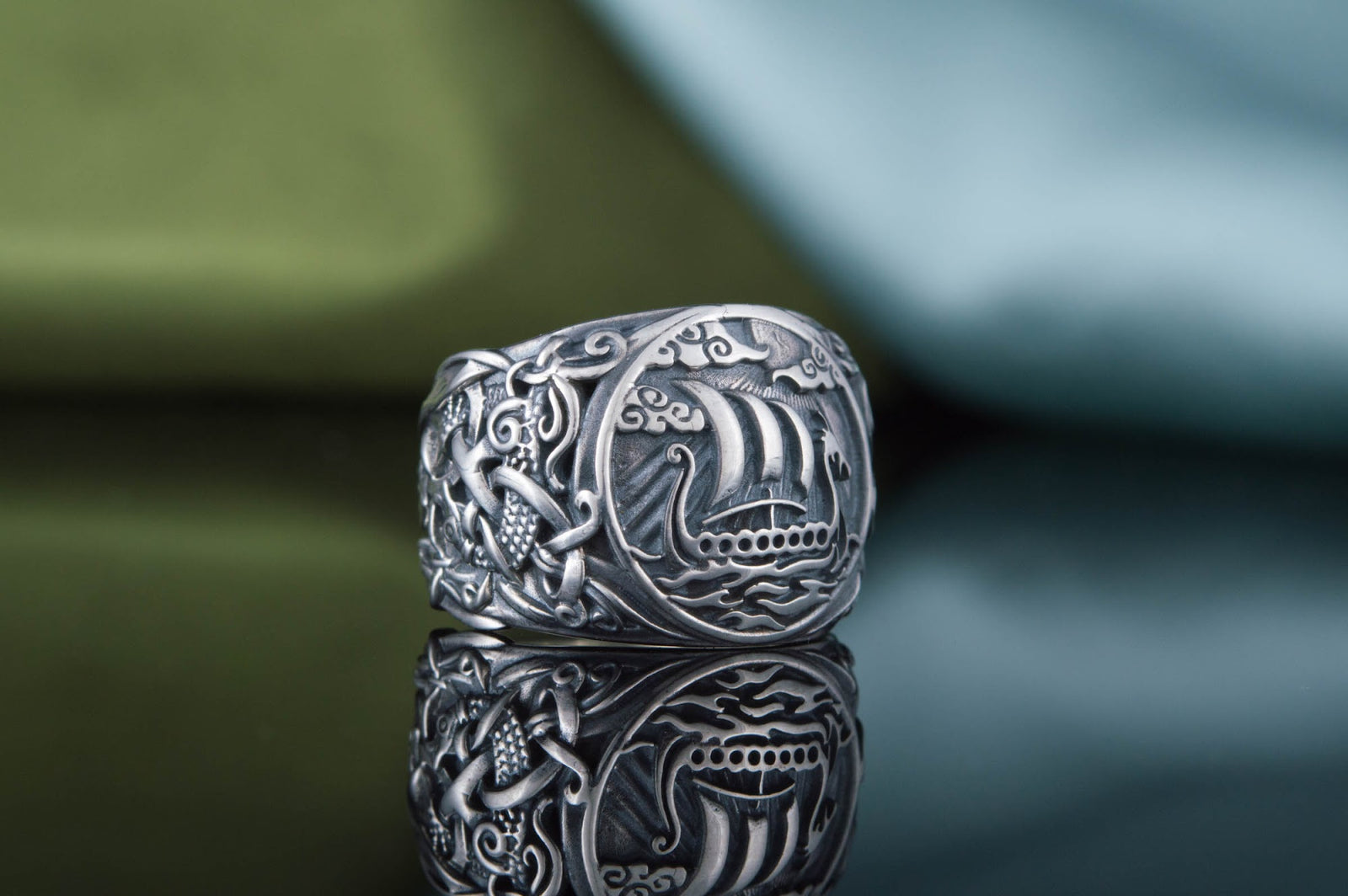 Bague Drakkar et Style Mammen — Argent 925