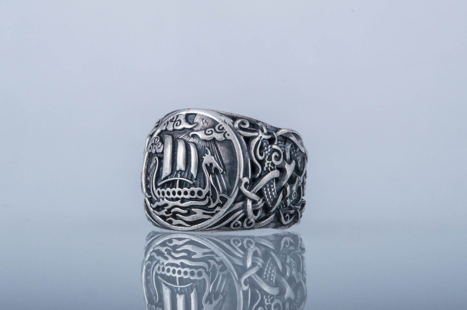 Bague Drakkar et Style Mammen — Argent 925