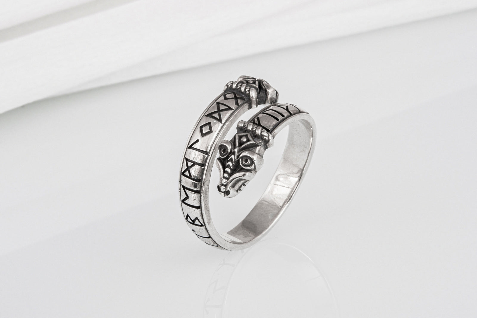 Bague Serpent et Futhark Ancien — Argent 925