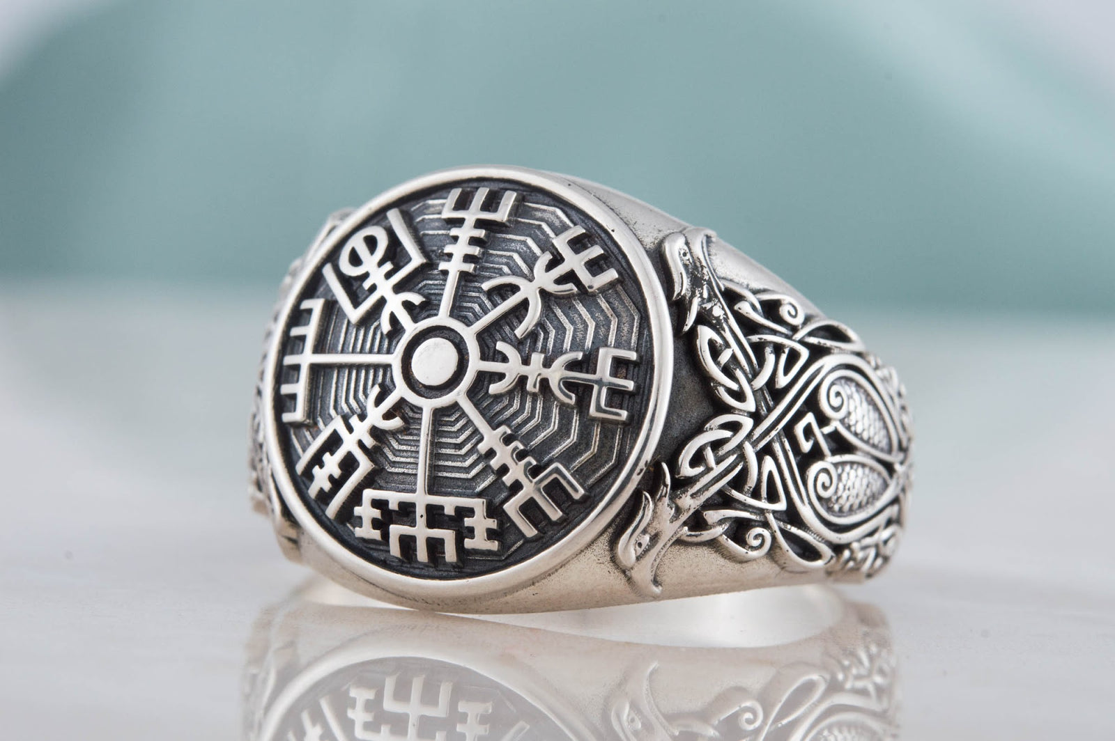 Bague Vegvisir et Ornement — Argent 925