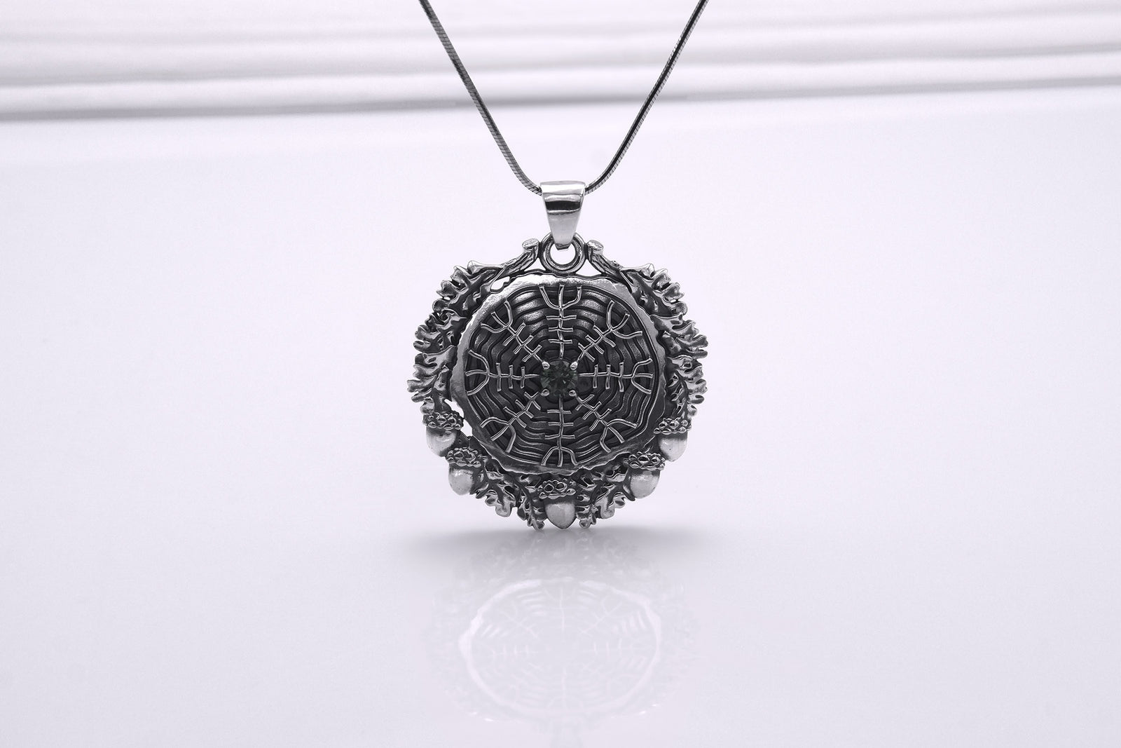 Pendentif Aegishjalmur et Bois — Argent 925