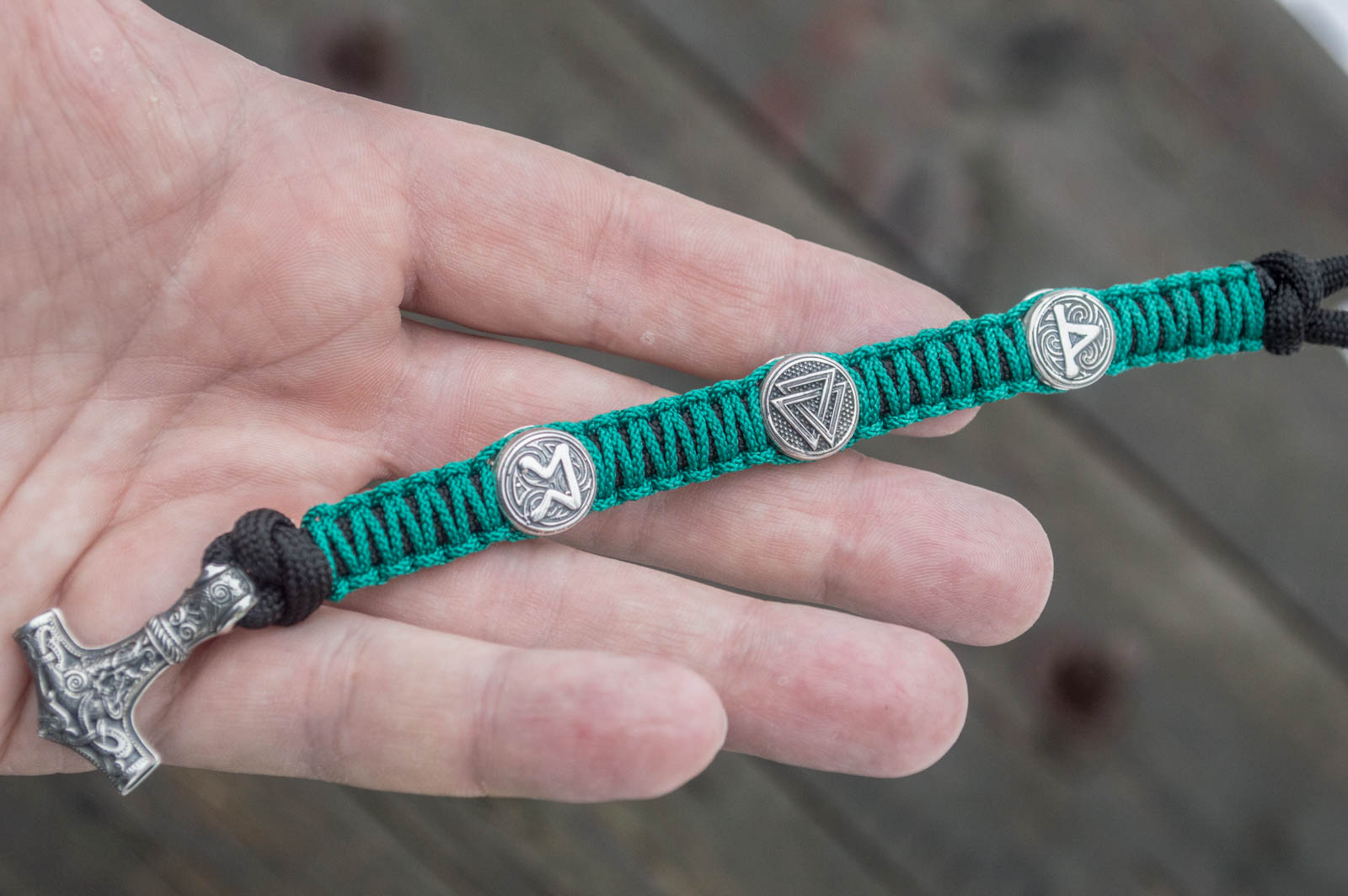 Bracelet Paracorde Marteau de Thor Freyja — Argent 925