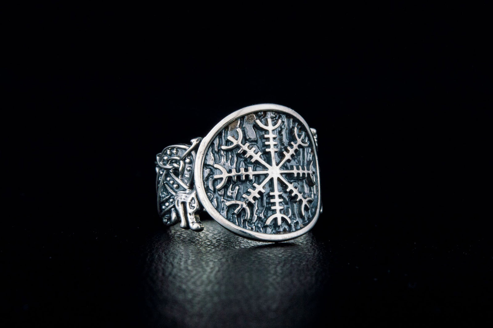 Bague Aegishjalmur et Ornement Chevalière — Argent 925