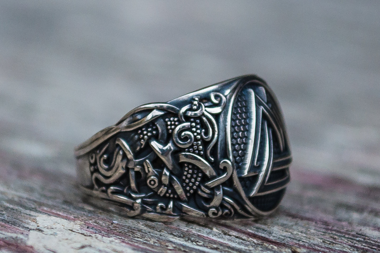 Bague Valknut et Style Mammen Ornement — Argent 925