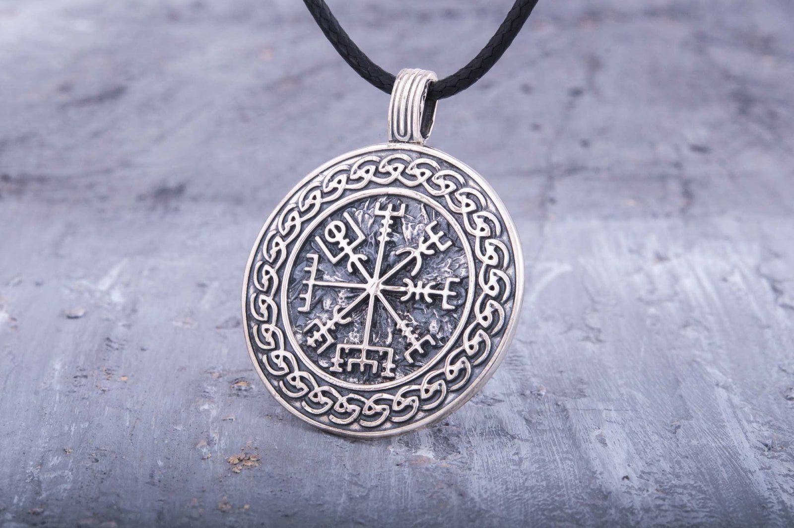 Pendentif Vegvisir et Ornement — Argent 925