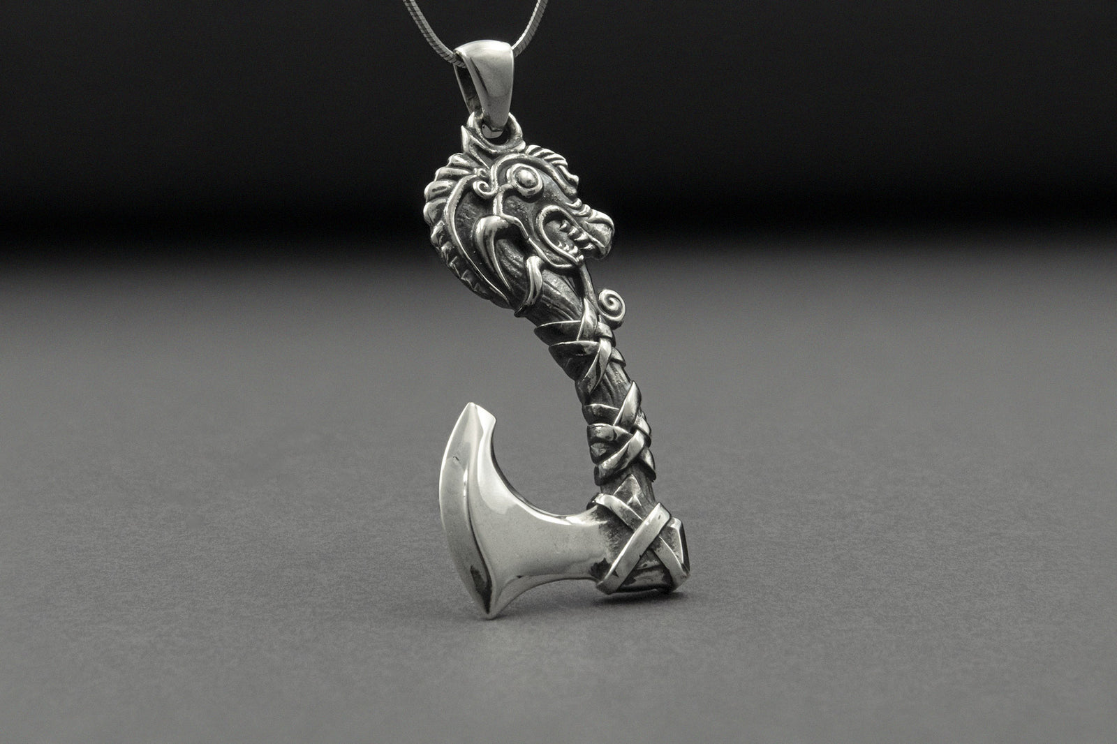 Pendentif Hache et Dragon — Argent 925