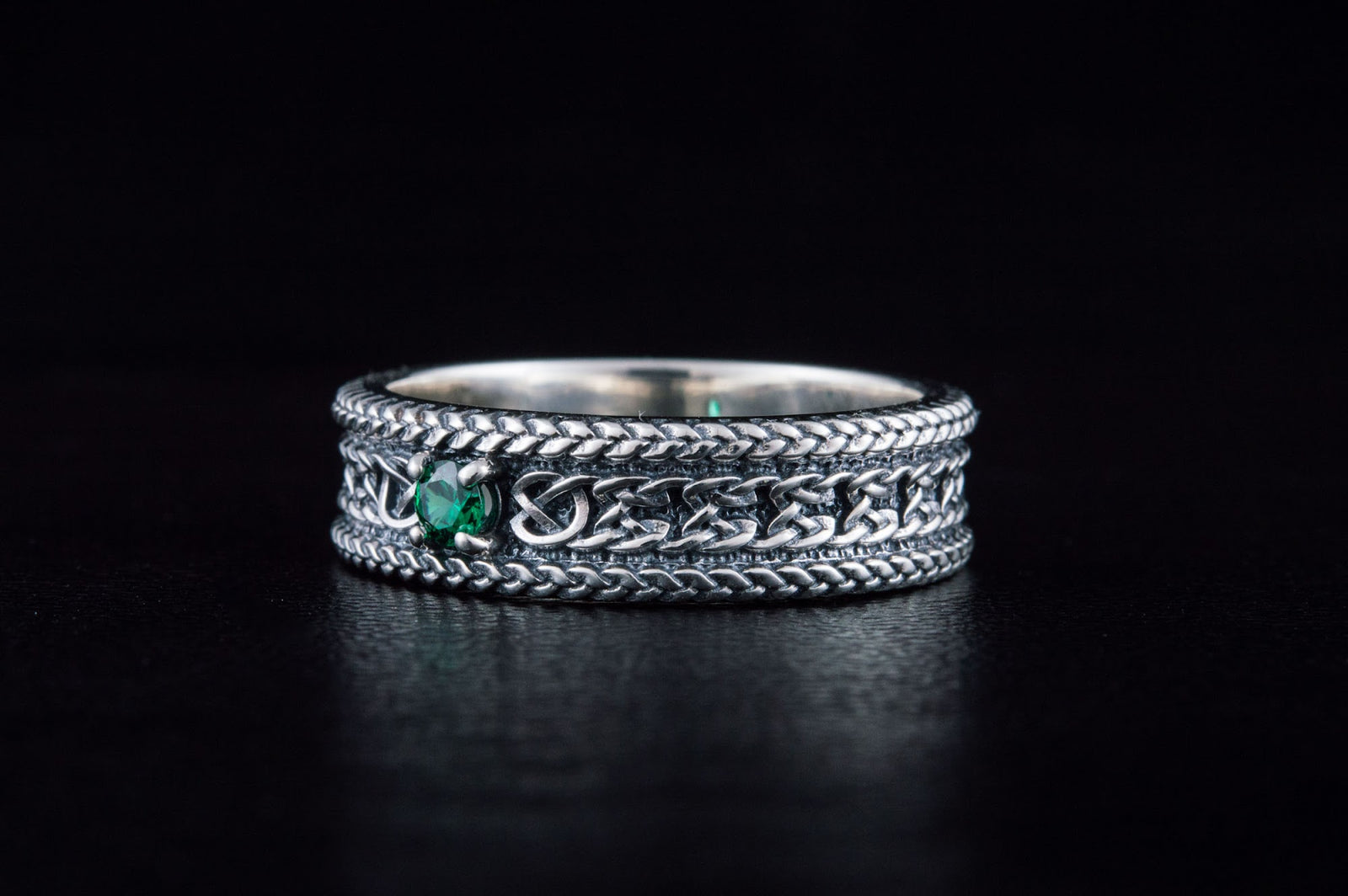 Bague Ornement sertie de pierres Anneau — Argent 925