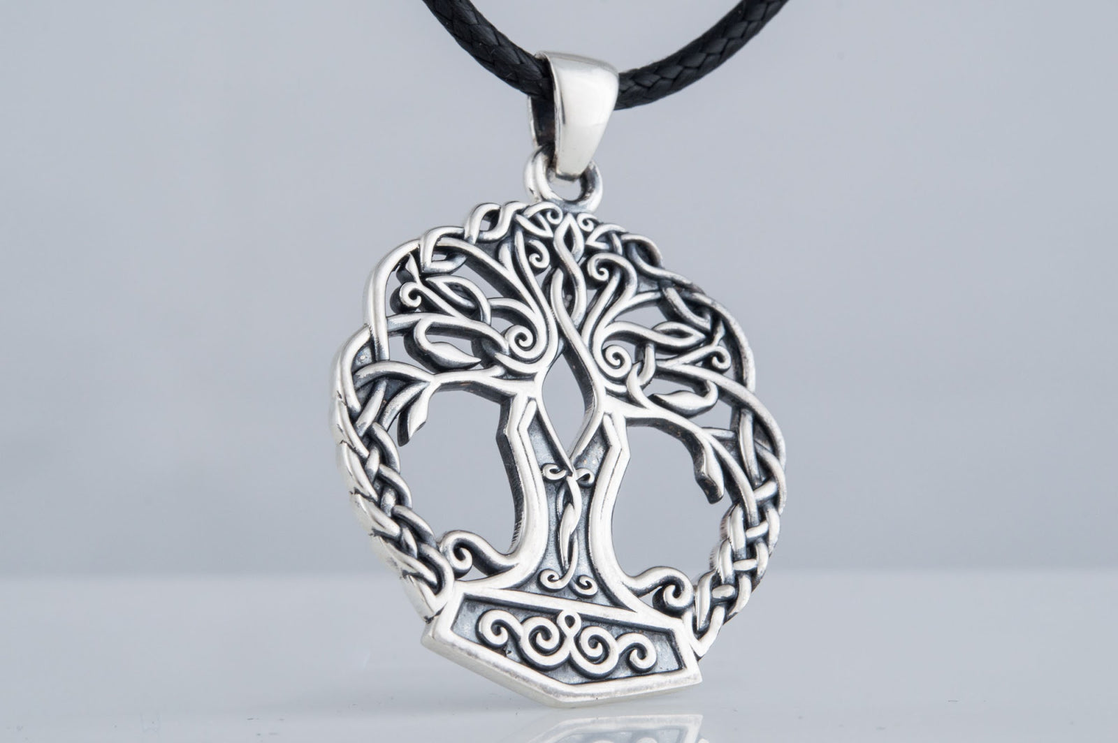 Pendentif Yggdrasil et Mjölnir — Argent 925