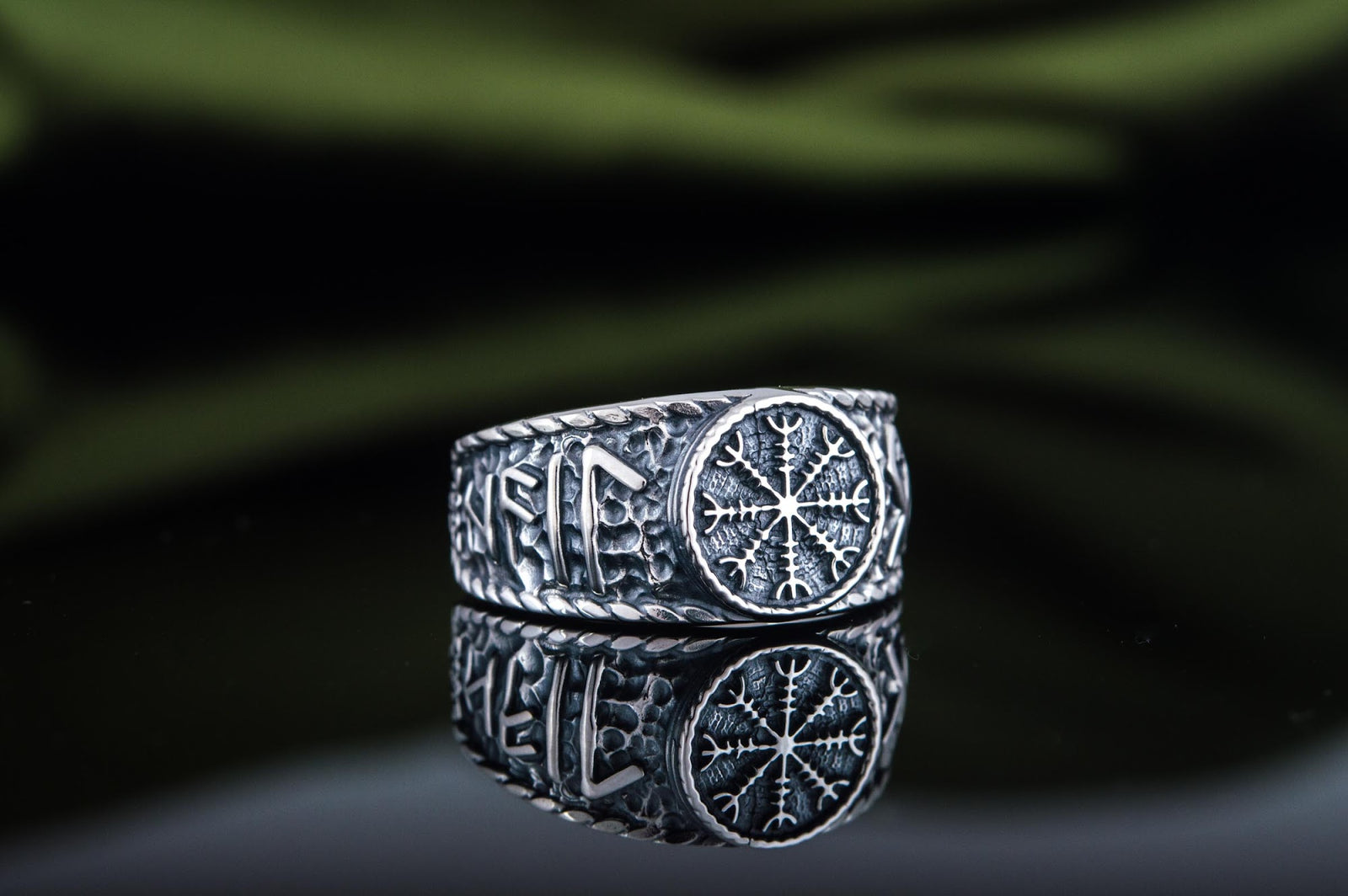Bague Aegishjalmur et Salut à Odin — Argent 925