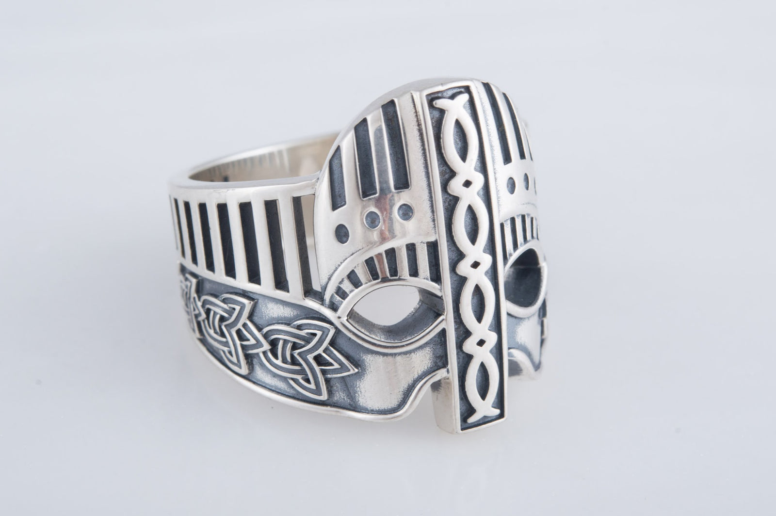 Bague Casque et Ornement — Argent 925