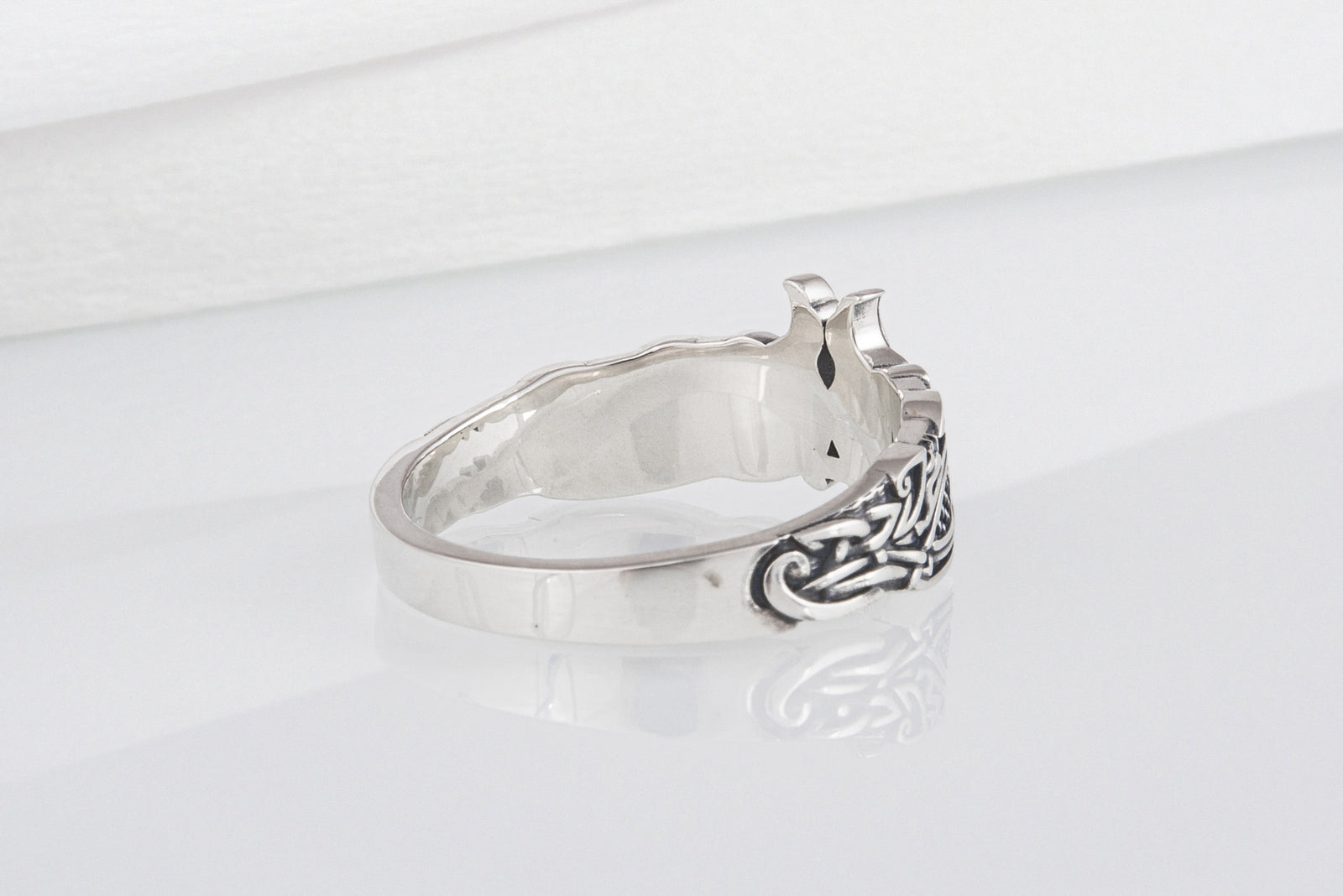 Bague Corbeaux et Ornement pierre bleue — Argent 925