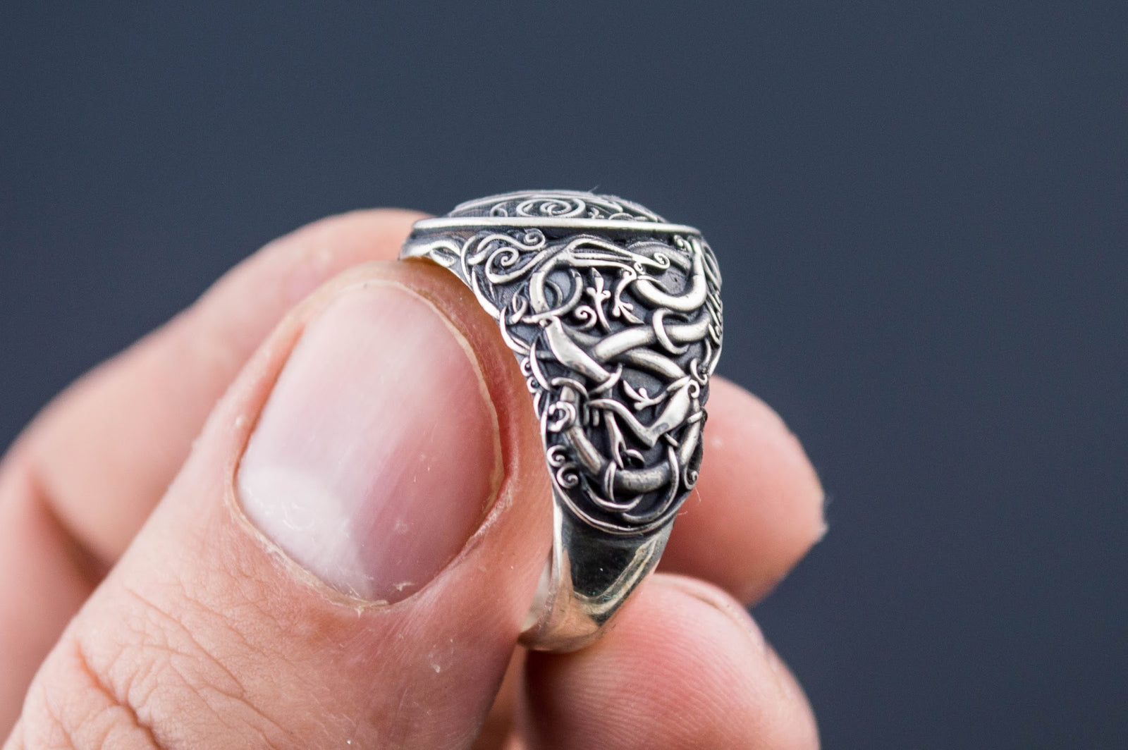 Bague Valknut et Style Urnes — Argent 925