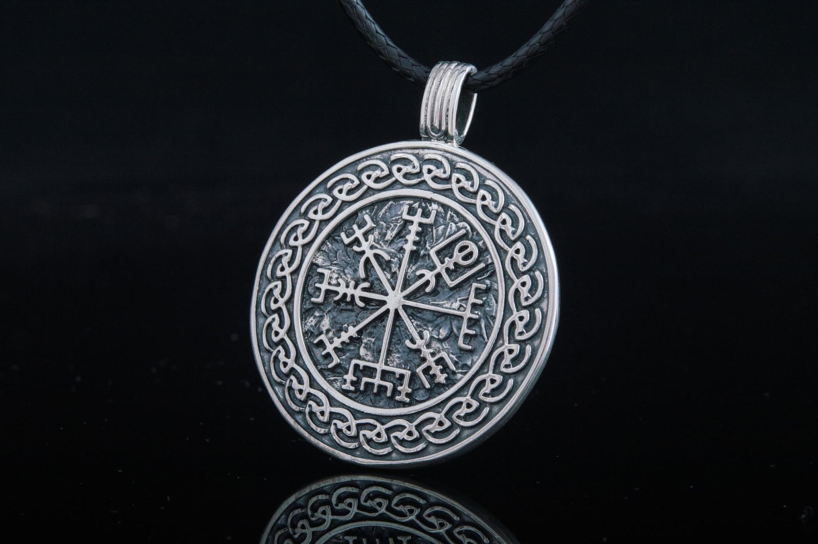 Pendentif Vegvisir et Ornement — Argent 925