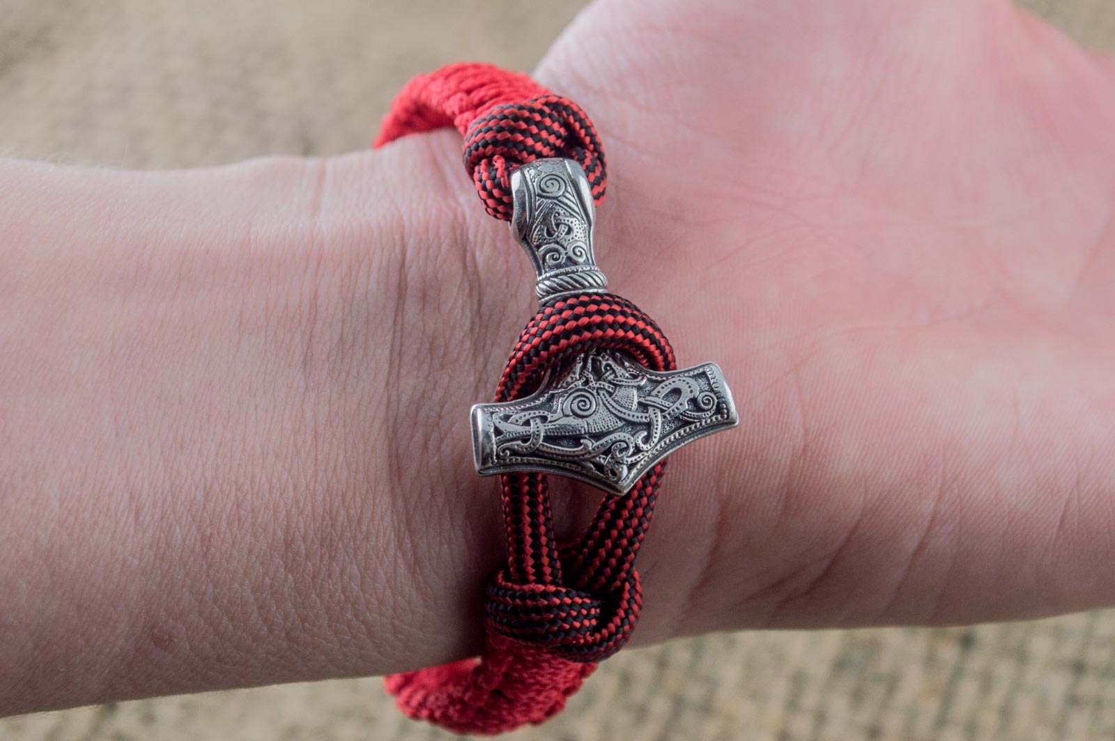 Bracelet Paracorde Marteau de Thor Knut — Argent 925
