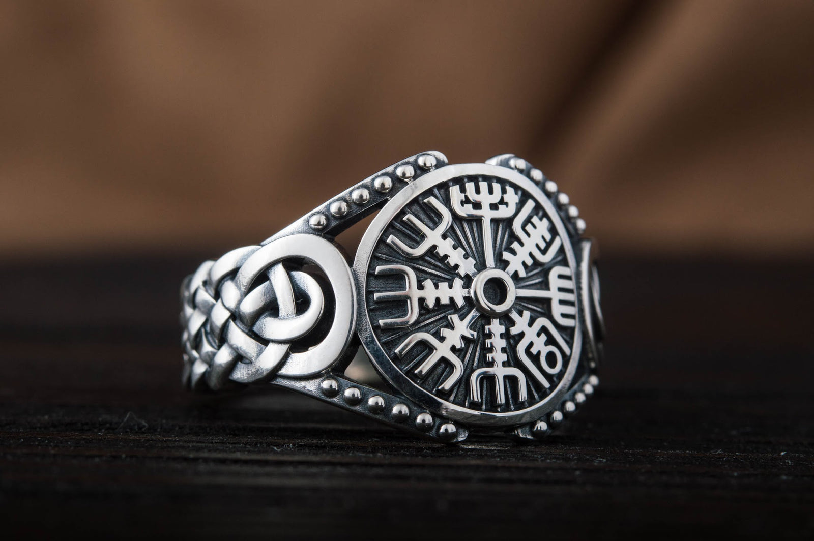 Bague Vegvisir et Ornement Chevalière — Argent 925