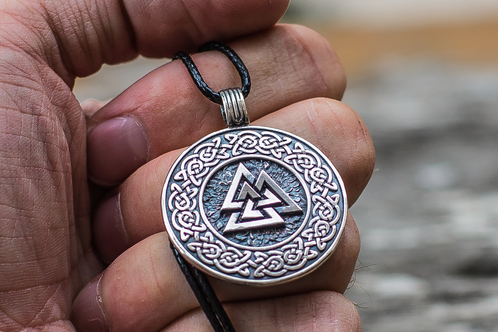 Pendentif Valknut et Ornement Viking — Argent 925