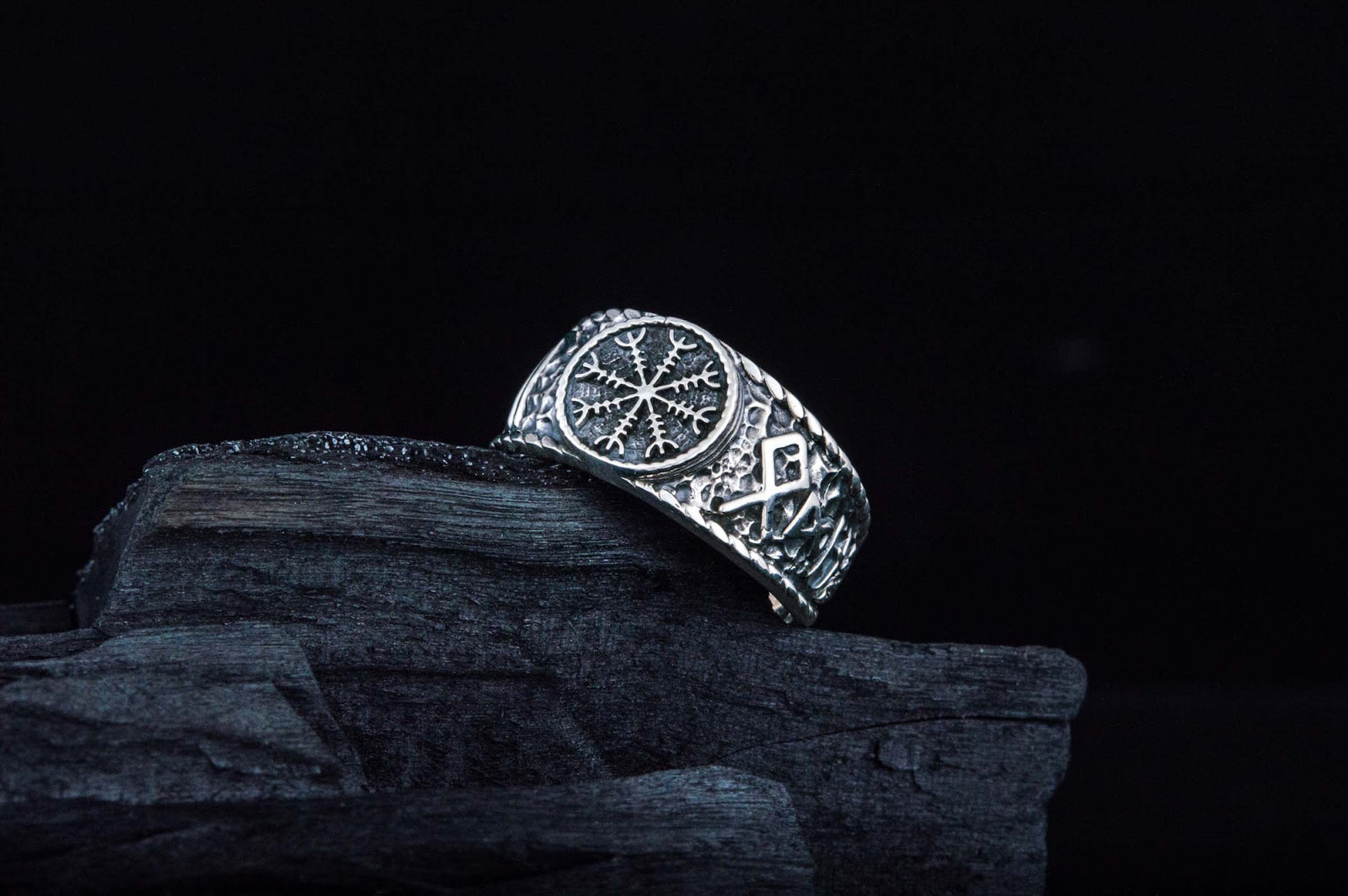 Bague Aegishjalmur et Salut à Odin — Argent 925
